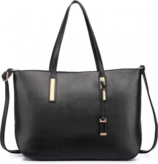 Miss Lulu Handbag - Sac à bandoulière - Sac pour ordinateur portable - Qualitative Shopper - Sac de travail - Sac A4 - Zwart (L1435 BK)
