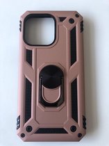 Hoogwaardige Stevige anti shock Magnetische ring back cover case -Geschikt voor iPhone 13 Pro Max - Schokbestendig TPU met stand - Rosegoud (Past Alleen 13 Pro Max)