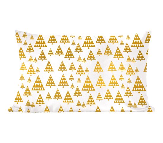 Sierkussens - Kussentjes Woonkamer - 60x40 cm - Kerst - Kerstbomen - Goud - Patronen - Kerstversiering - Kerstdecoratie voor binnen - Woonkamer