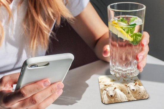 Dessous de Sous-verres - Mouton - Laine - Wit - 10x10 cm - 6 pièces