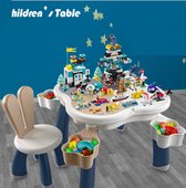 ViKids® Schattige extra grote bouwtafelset - Stevige & Stabiele + 1 Bunny stoel + 4 Opbergdozen - Speeltafel Kinderen, Constructie Tabel, Speelgoed Opbergruimte - Bouwtafel compati