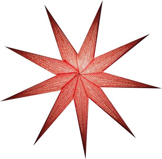 Floz Design luxe kerstster - papieren kerstster - grote ster - 90 cm - rood en wit - fairtrade
