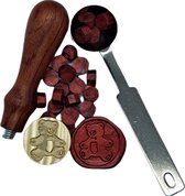 SET: Smeltlepel & Stempel voor het maken van Waxzegels & lakzegels - Teddybeer - Incl. 20 Smeltblokjes rood