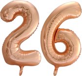 Folieballon 26 jaar Rose Goud 66cm