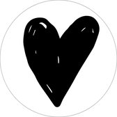 20 x Sluitstickers Hartje | Ronde Witte Stickers Met Zwart Hart | Envelop Uitnodiging Huwelijk Babyshower Kraamfeest