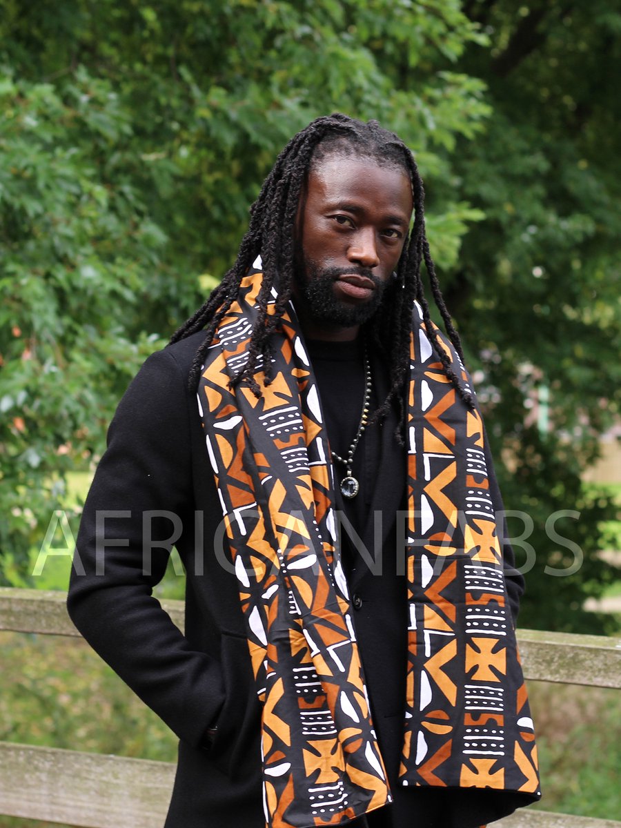 Warme Sjaal met Afrikaanse print Unisex - Bruine Mud - Winter sjaal / Fleece sjaal / Afrika print