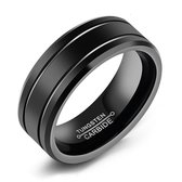 Ring heren zwart tungsten - Zwarte Ringen voor dames van Mauro Vinci - met Geschenkverpakking - maat 10
