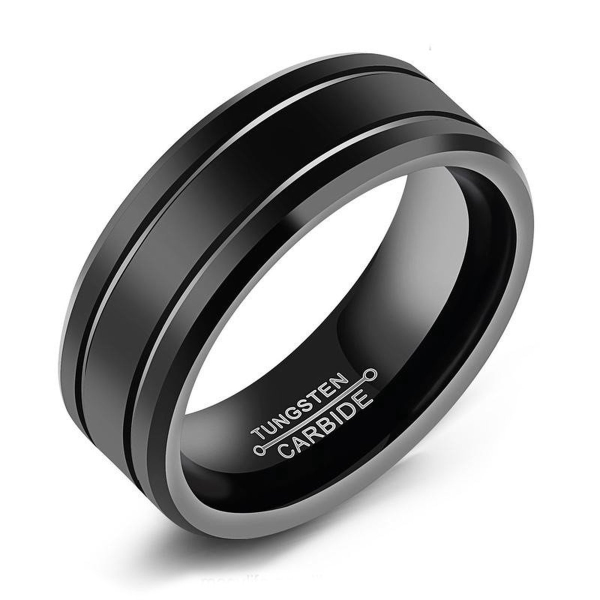 Ring heren zwart tungsten - Zwarte Ringen van Mauro Vinci - met Geschenkverpakking - maat 12 - Mauro Vinci