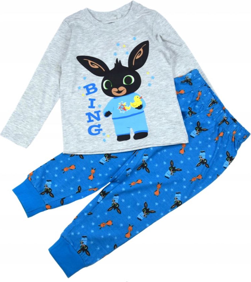 Bing Bunny pyjama - maat 116 - Bing pyjamaset - grijs met blauw