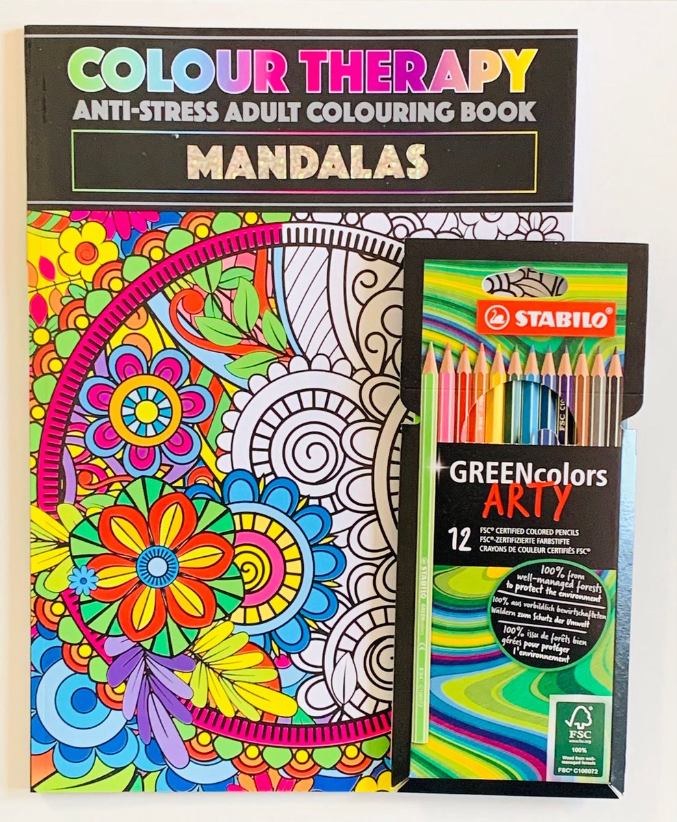 Tekenset - Kleurboek mandala + STABILO kleurpotloden - Kleurboek voor volwassen - Kleurpotloden - Kleurboek voor volwassenen - Kleurpotloden voor volwassenen - Potloden - Tekenset volwassenen