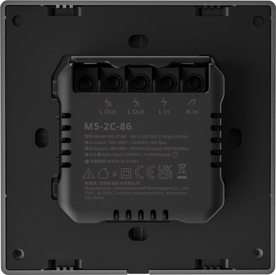 Sonoff Smart WiFi 2‑Channel Wall Switch - M5‑2C‑80 | Voordelig