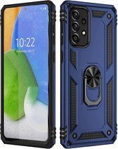 Hoesje Geschikt Voor Samsung Galaxy A73 5G Hoesje Armor Anti-shock Backcover Blauw - Galaxy A73 5G - A73 5G Backcover kickstand Ring houder cover TPU backcover oTronica