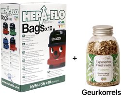 Numatic - Stofzuigerzakken + Geurkorrels (eucalyptus geur) - Hepa flo bags - Voor Henry/Hetty - NVM 1CH X10 - COMBIDEAL