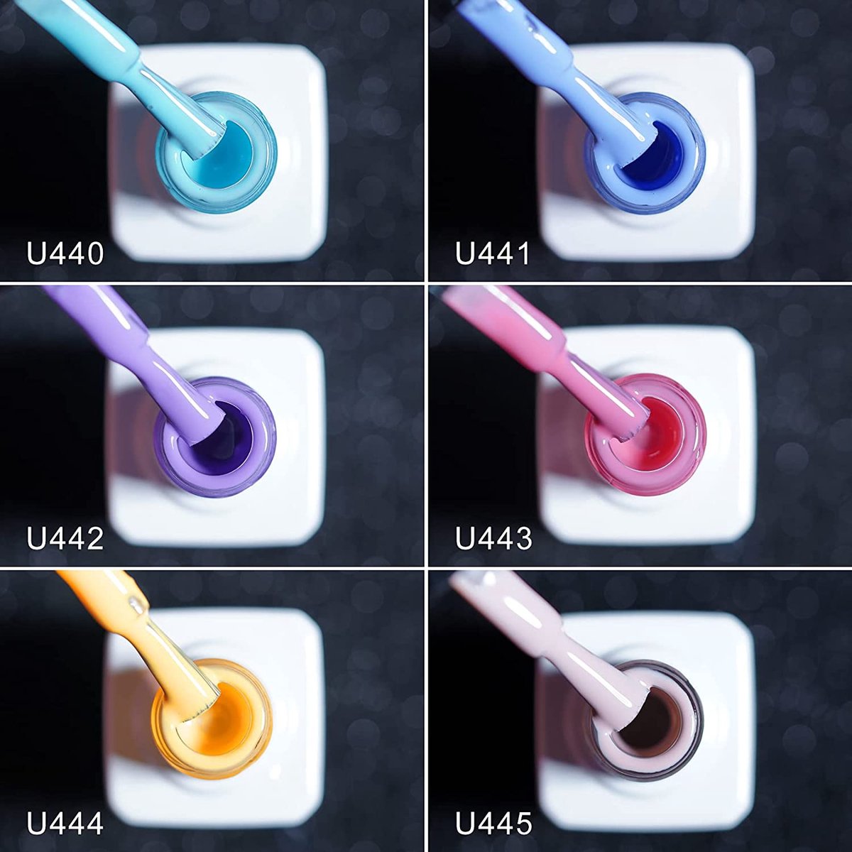 Gel Nagellak 6 Kleuren Set Lichtblauw Blauwachtig Violet Paars Donker Roze Geel Beige 10ml Unsoak UV LED Cure voor Nail Art Manicure Pedicure