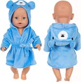 Vêtements de poupée - Convient pour Bébé Born - Peignoir bleu - Ours - Vêtements pour poupée