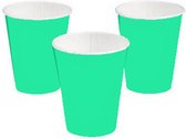 Gobelets en carton - 250 ml - 24 pièces - couleur menthe fraîche (tendant au vert aqua) - hauteur 9,5 cm - diamètre supérieur à 8 cm - diamètre inférieur à 5,5 cm