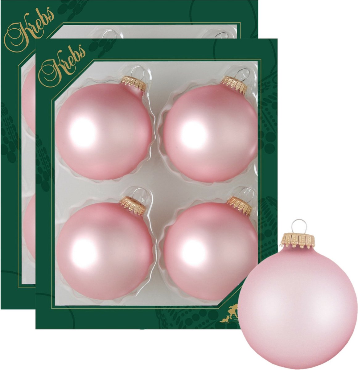 8x stuks glazen kerstballen 7 cm chic roze kerstboomversiering - Kerstversiering/kerstdecoratie