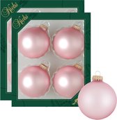 16x pcs boules en verre 7 cm décorations de sapin de Noël rose chic - Décorations de Noël/ Décoration de Noël