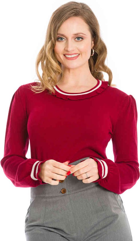 Dancing Days Pull tricoté -XL- FRILL ME PUFF Bordeaux rouge