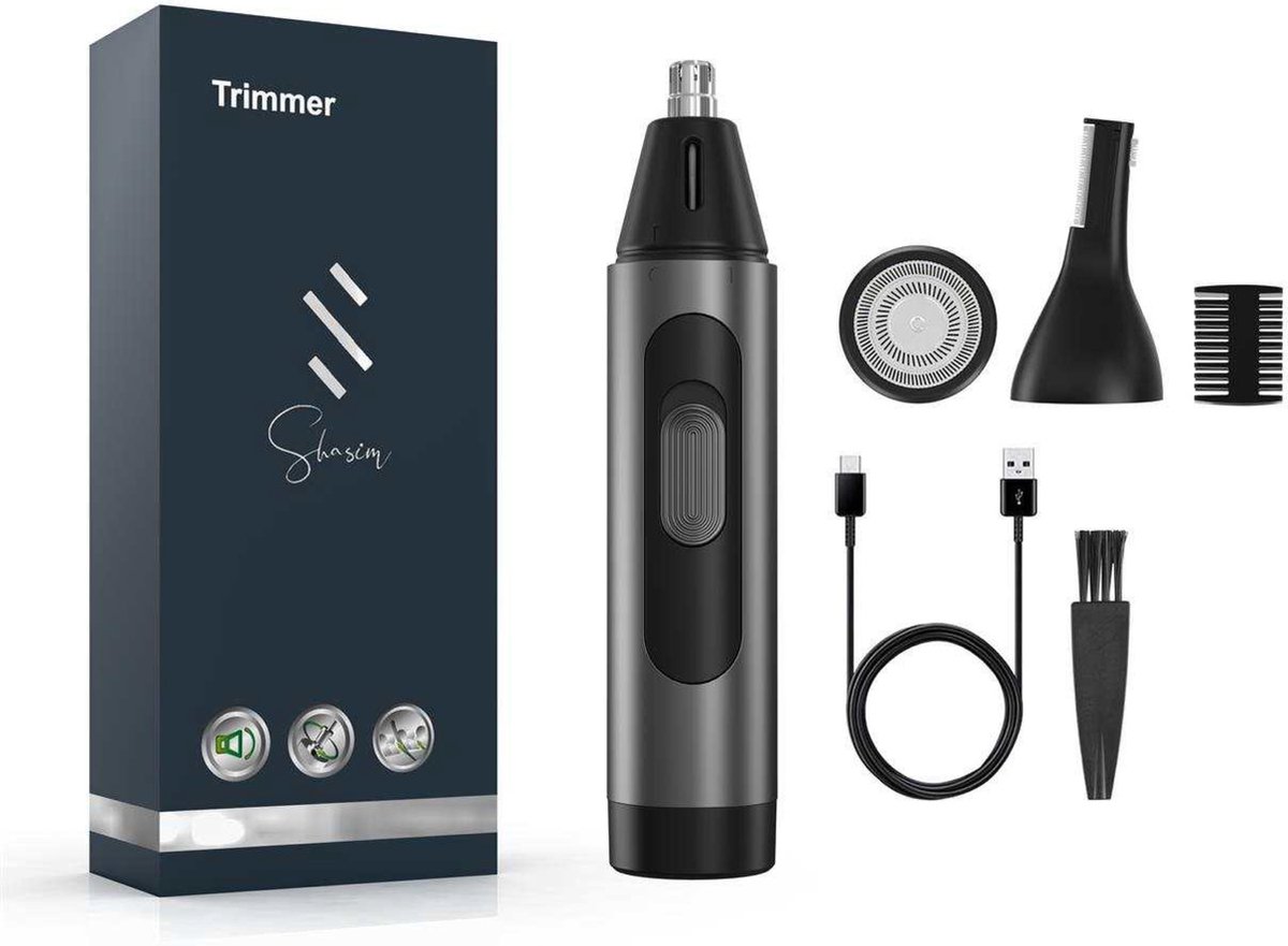 Bol.com Shasim Elektrisch Oplaadbare 3 in 1 Neus/ oor, baard en wenkbrauwtrimmer mannen - Zwart aanbieding