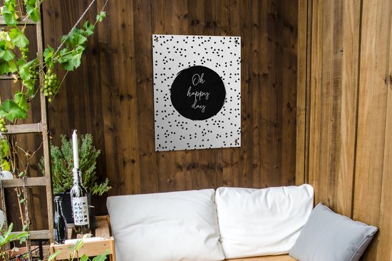Décoration de jardin - Proverbes - Citations - Oh happy day - Points - Jardin - 60x80 cm - Affiche jardin - Tissu jardin