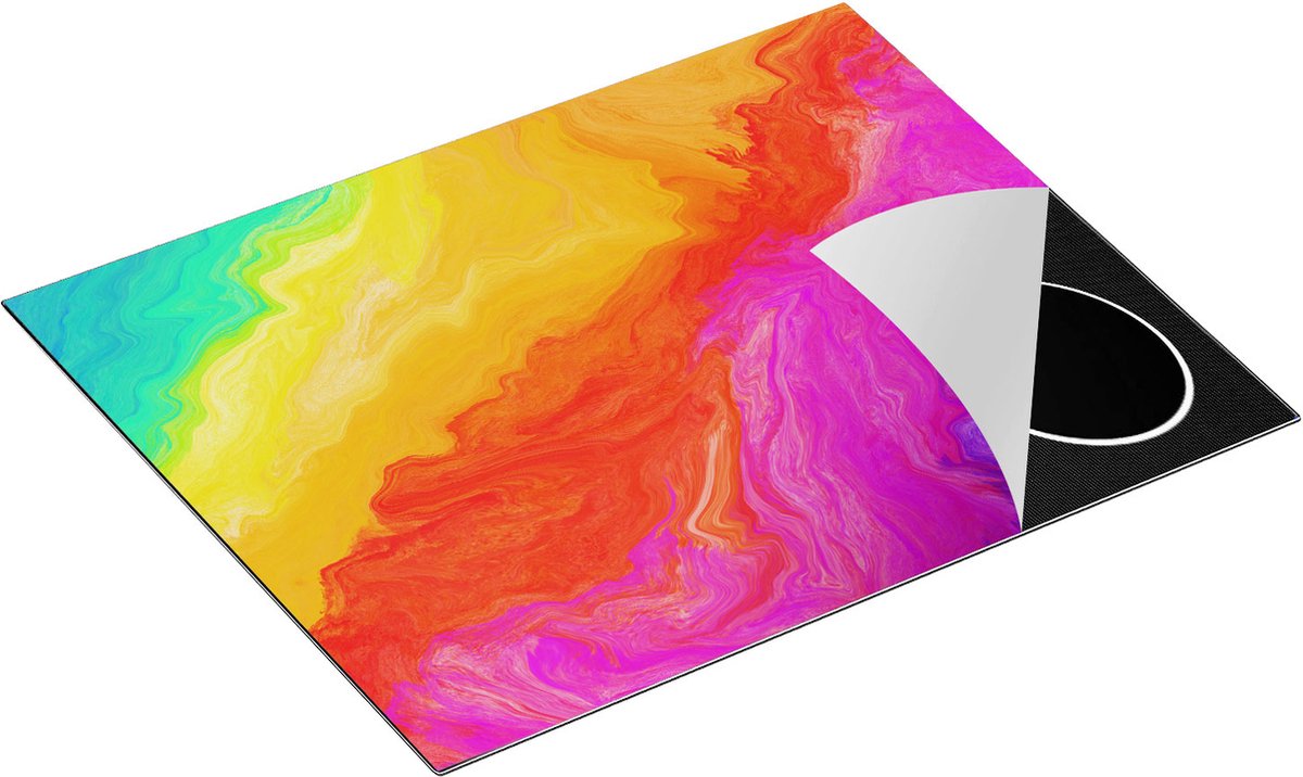 Chefcare Inductie Beschermer Abstracte Kunst - Regenboog Kleuren - 65x52 cm - Afdekplaat Inductie - Kookplaat Beschermer - Inductie Mat