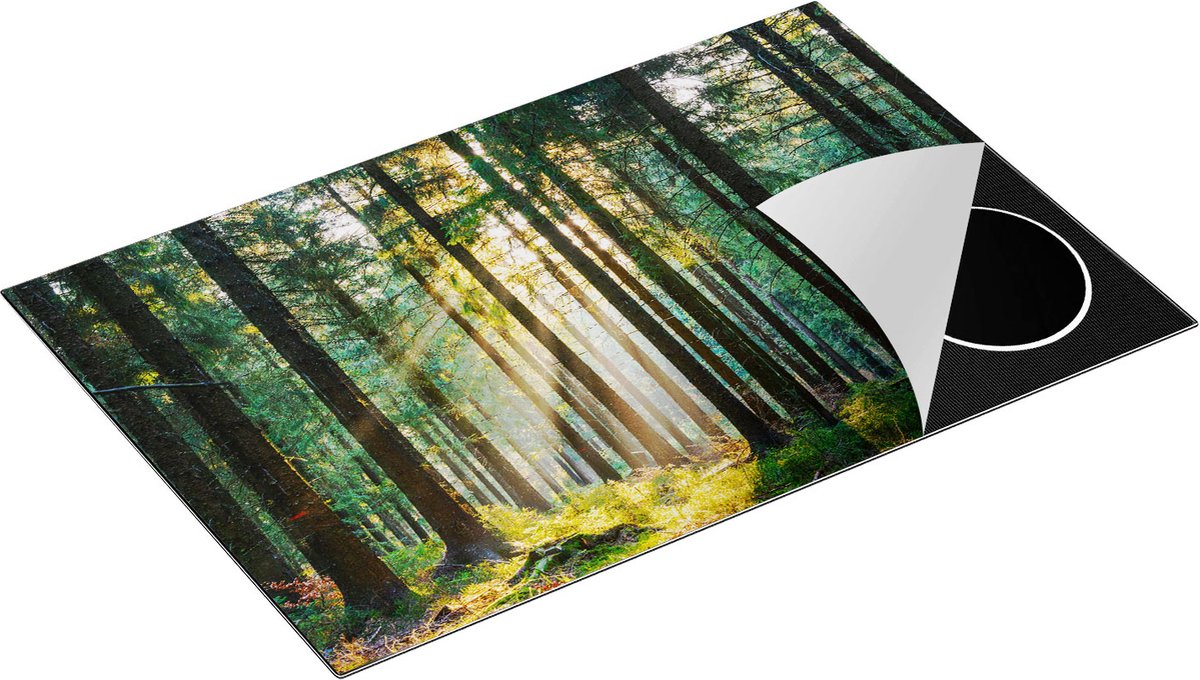 Chefcare Inductie Beschermer Bos met Zon tussen de Bomen - 78x52 cm - Afdekplaat Inductie - Kookplaat Beschermer - Inductie Mat
