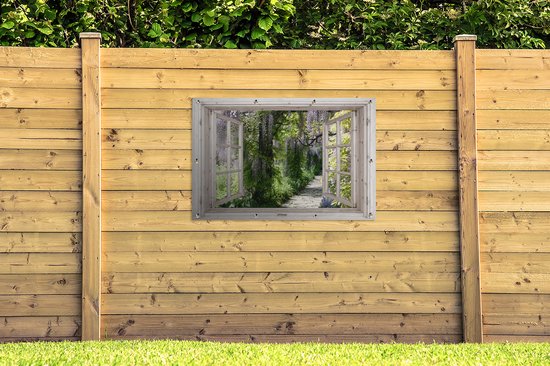 Affiche de jardin Wisteria - Fleurs - Transparentes - Arbre - Printemps - 120x80 cm - Toile de jardin