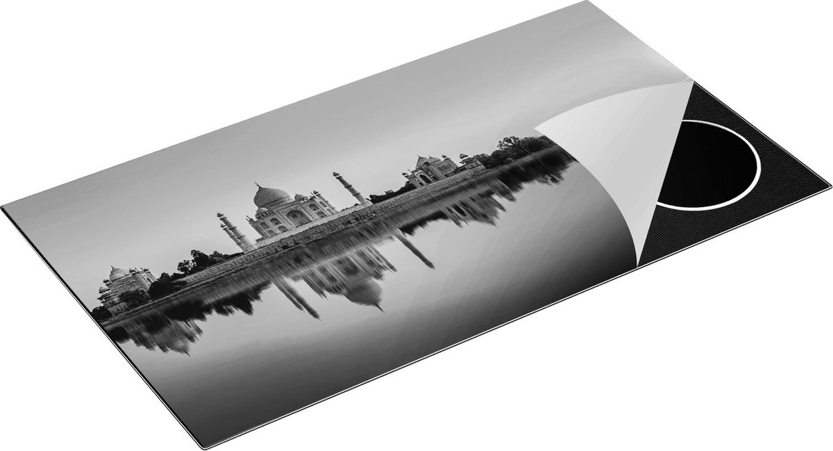 Chefcare Inductie Beschermer Taj Mahal bij Zonsondergang - Zwart Wit - 95x50 cm - Afdekplaat Inductie - Kookplaat Beschermer - Inductie Mat