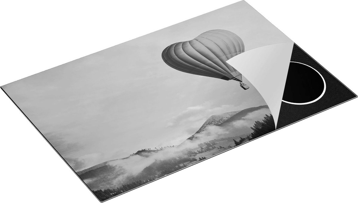 Chefcare Inductie Beschermer Luchtballon in de Vorm van een Hart - Zwart Wit - 81x52 cm - Afdekplaat Inductie - Kookplaat Beschermer - Inductie Mat