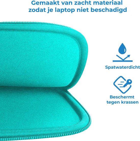 Housse pour ordinateur portable et Macbook avec compartiment supplémentaire pour tablette - 15,6 pouces - Turquoise