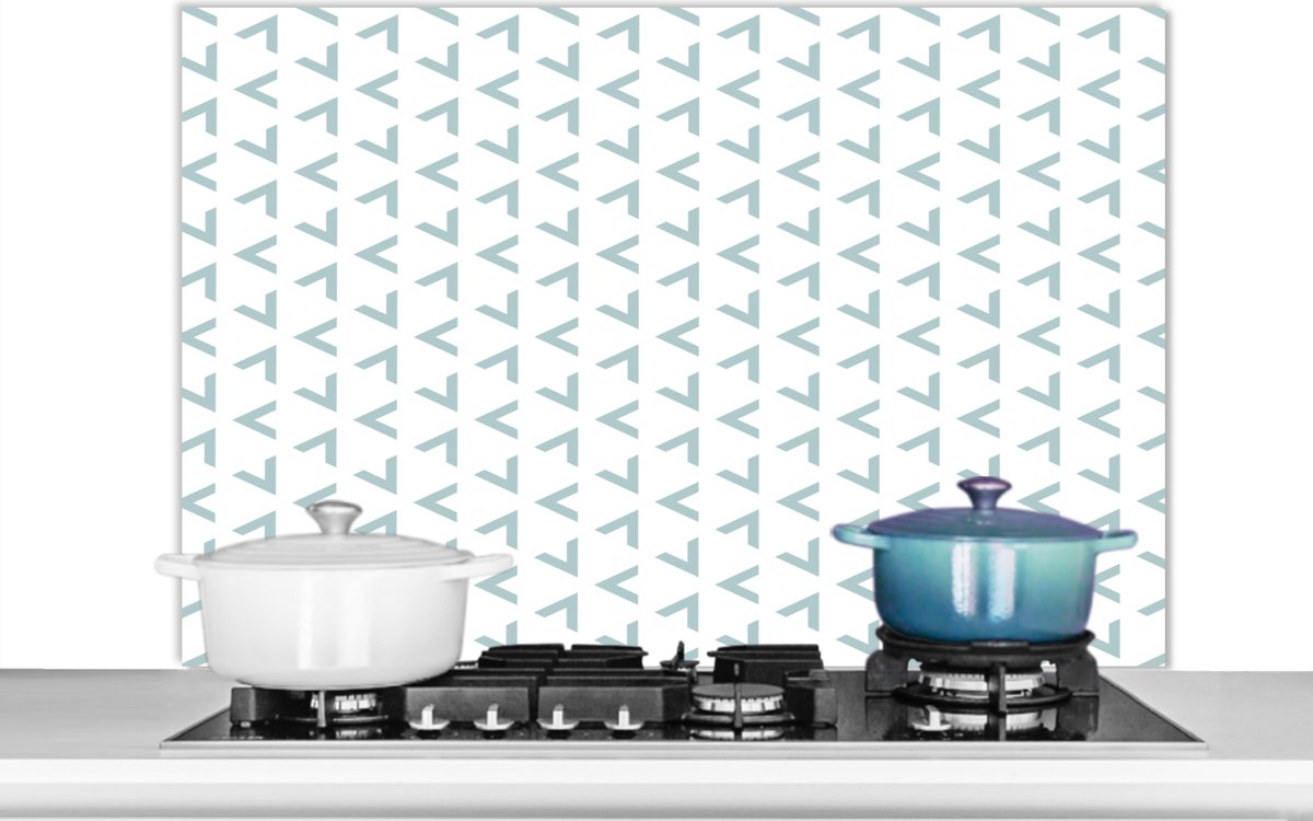 Spatscherm - Spatwand - Patronen - Driehoek - Design - Groen - Wit - Keuken - Spatwand - 100x65 cm