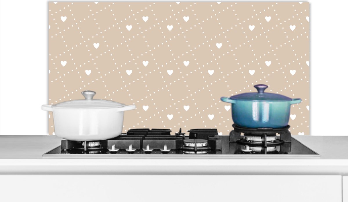 Spatscherm - Patronen - Hart - Stippen - Design - Keuken - 100x50 cm - Achterwand keuken
