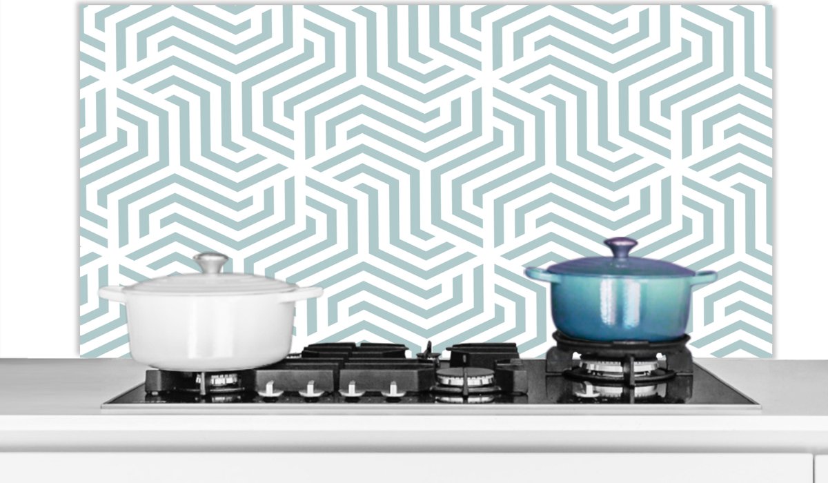 Spatscherm - Design - Keuken - Lijn - Groen - Spatwand - 120x60 cm - Achterwand keuken