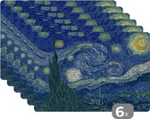 Placemats - Schilderij - Sterrennacht - Van Gogh - Oude meesters - Placemat - Onderleggers - Onderleggers placemats - 45x30 cm