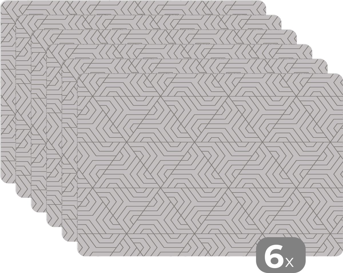 Placemats - Onderlegger - Design - Keuken - Patronen - Driehoek - Abstract - 45x30 cm - 6 stuks