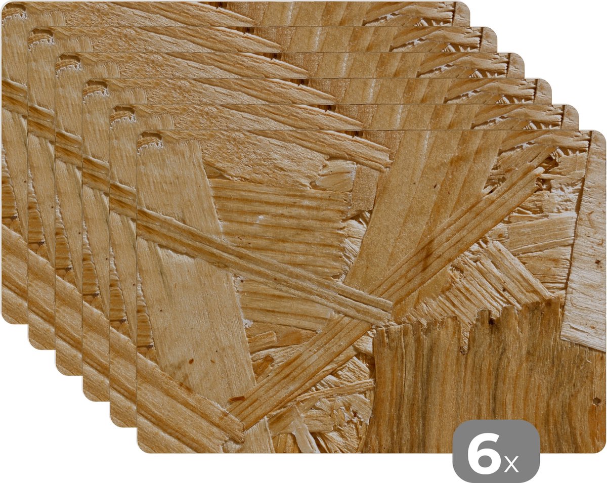 Placemat - Placemats - OSB - Wood - Hout - Plank - Schutting - Tafel onderzetters - 45x30 cm - 6 stuks