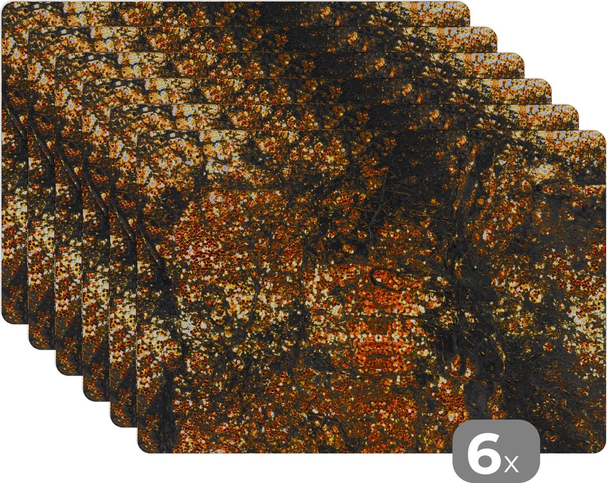 Placemats - Glitter - Goud - Marmer - Luxe - Onderlegger - 45x30 cm - 6 stuks