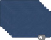 Set de table - Cuir - Blauw - Peau de bête - 45x30 cm - 6 pièces - Résistant à la chaleur - Antidérapant - Coussinet - Amovible