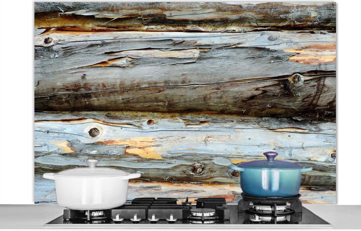 Spatscherm keuken - Achterwand keuken - Hout - Grijs - Rustiek - Plank - Keuken - Spatwand - 120x80 cm