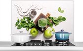 Spatscherm keuken 100x65 cm - Kookplaat achterwand Kruiden - Appel - Smoothie - Muurbeschermer - Spatwand fornuis - Hoogwaardig aluminium