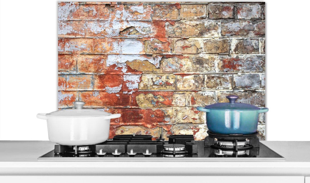 Spatscherm - Muren - Verf - Baksteen - Koken - Spatwand - 90x60 cm
