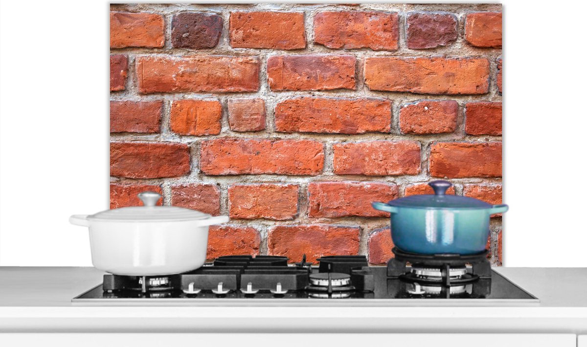 Spatscherm- Baksteen - Rood - Muur - Spatwand - Koken - 90x60 cm