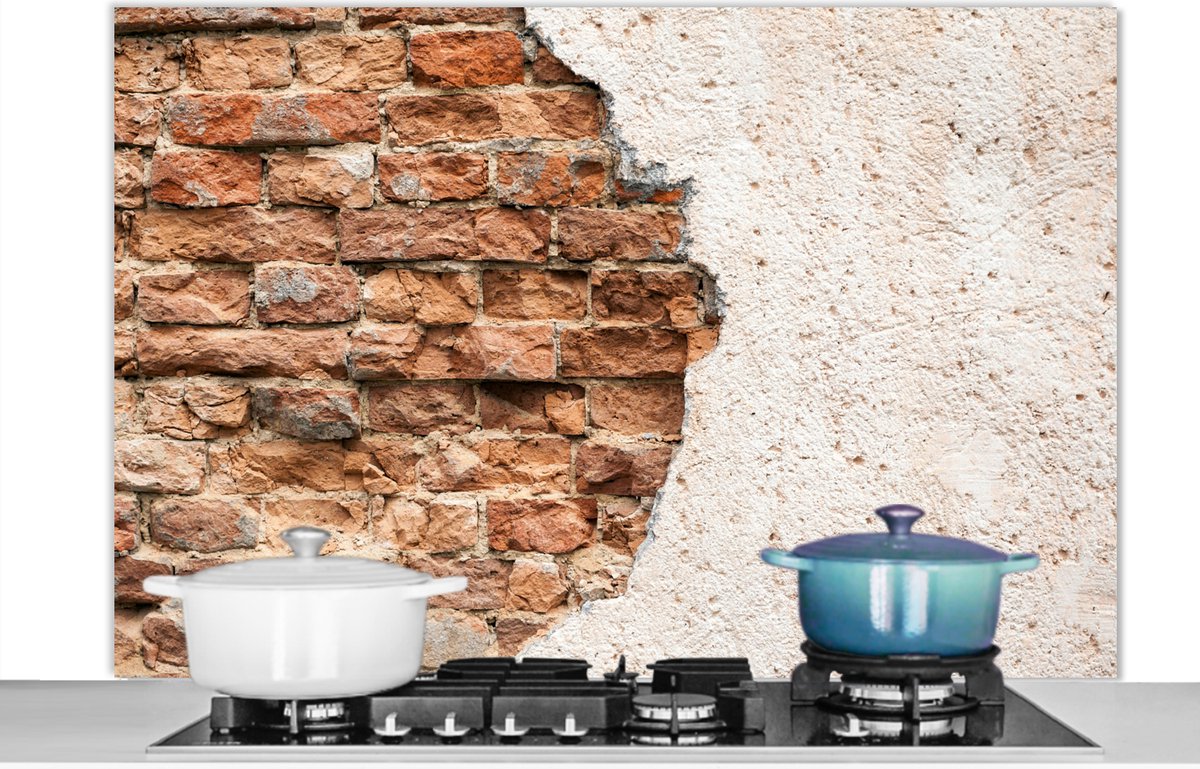Spatscherm - Gips - Baksteen - Muur - Spatwand - Keuken achterwand - 120x80 cm