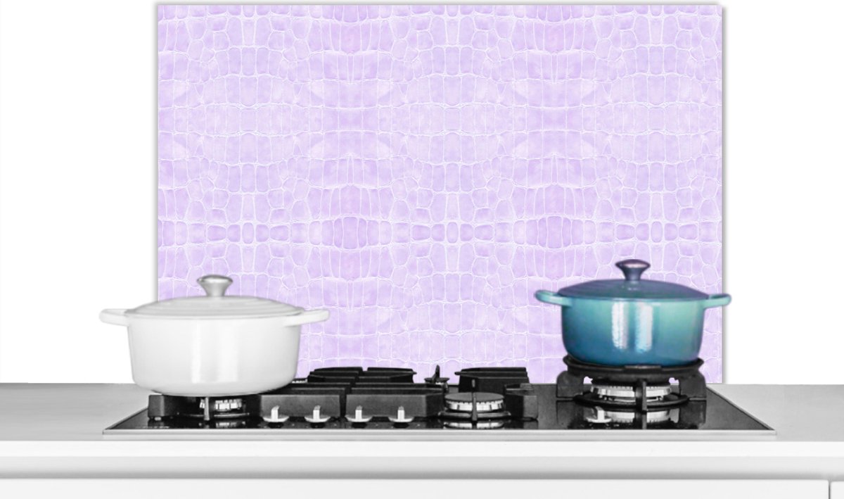 Spatwand fornuis - Leer - Roze - Structuur - Keuken - 90x60 cm - Spatscherm - Achterwand