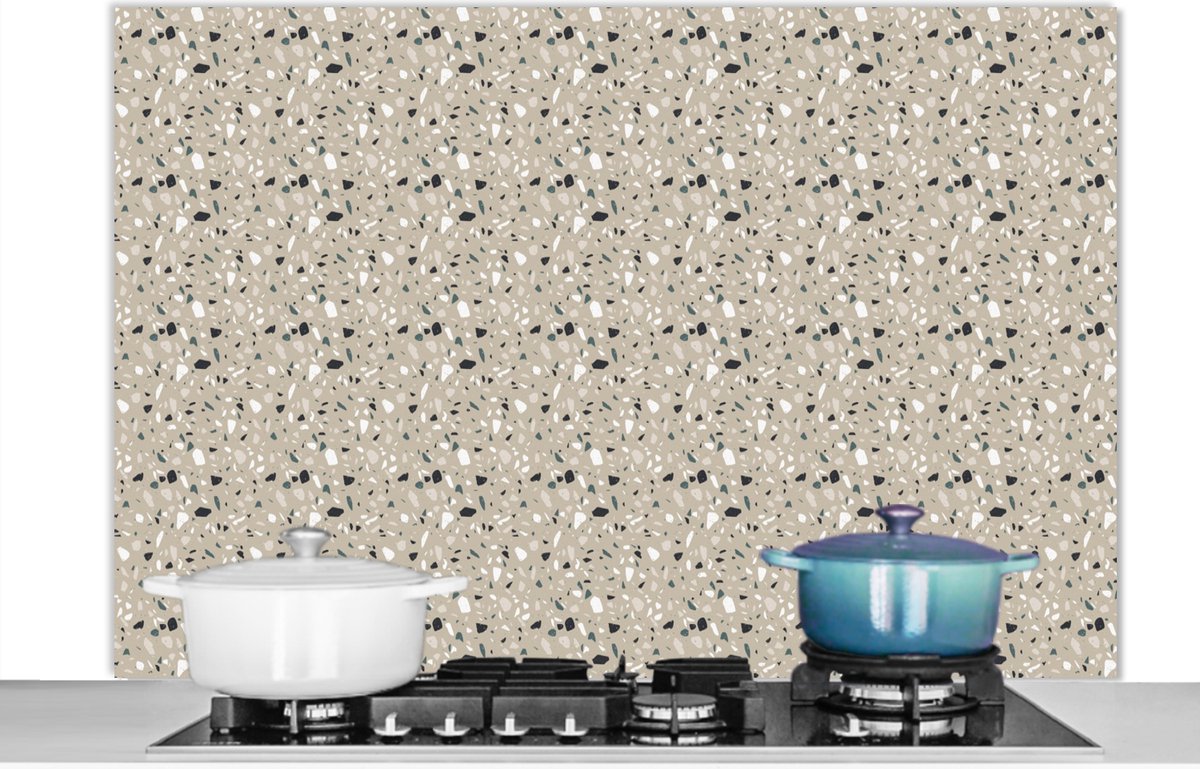 Spatscherm keuken 120x80 cm - Kookplaat achterwand Terazzo - Structuur - Patroon - Muurbeschermer - Spatwand fornuis - Hoogwaardig aluminium