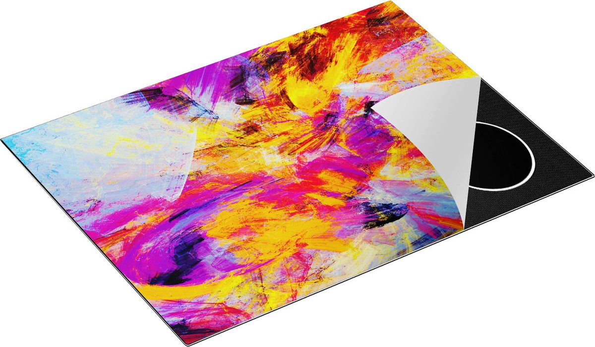 Chefcare Inductie Beschermer Abstracte Kunst - Verschillende Kleuren Spatten - 70x52 cm - Afdekplaat Inductie - Kookplaat Beschermer - Inductie Mat