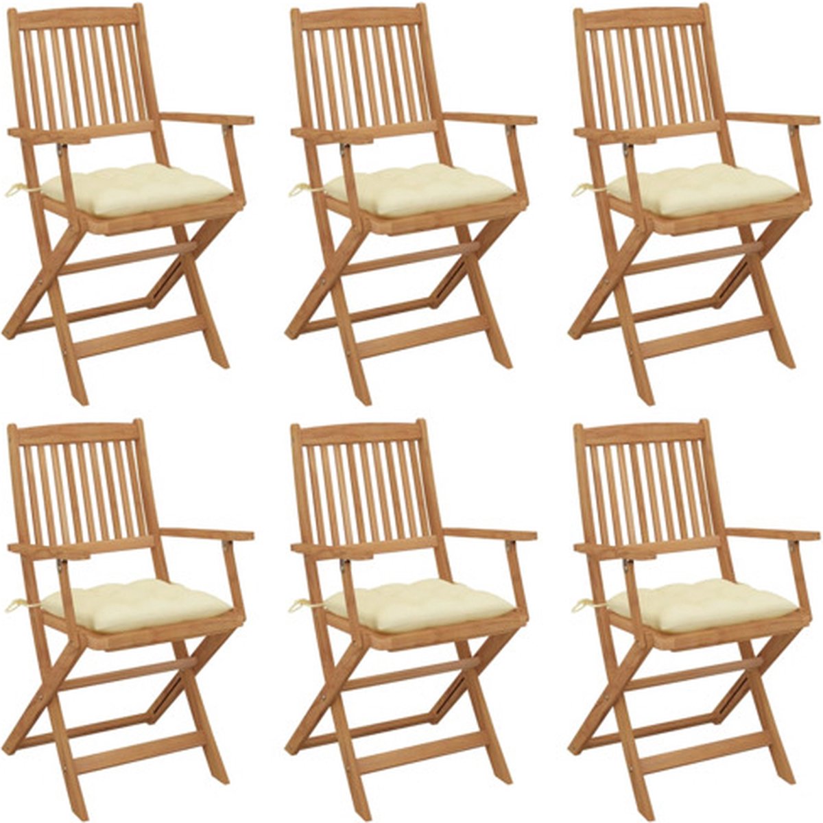 vidaXL - Tuinstoelen - 6 - st - inklapbaar - met - kussens - massief - acaciahout