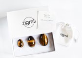 Ziamli Crystal eggs (Kristal eieren) - Set van 3 - Kristal ei - 100% Tigeroog - Drilled - GIA Certified