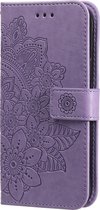 Book Case pour Samsung Galaxy A53 avec motif - Porte-cartes - Portefeuille - Imprimé floral - Samsung Galaxy A53 - Violet